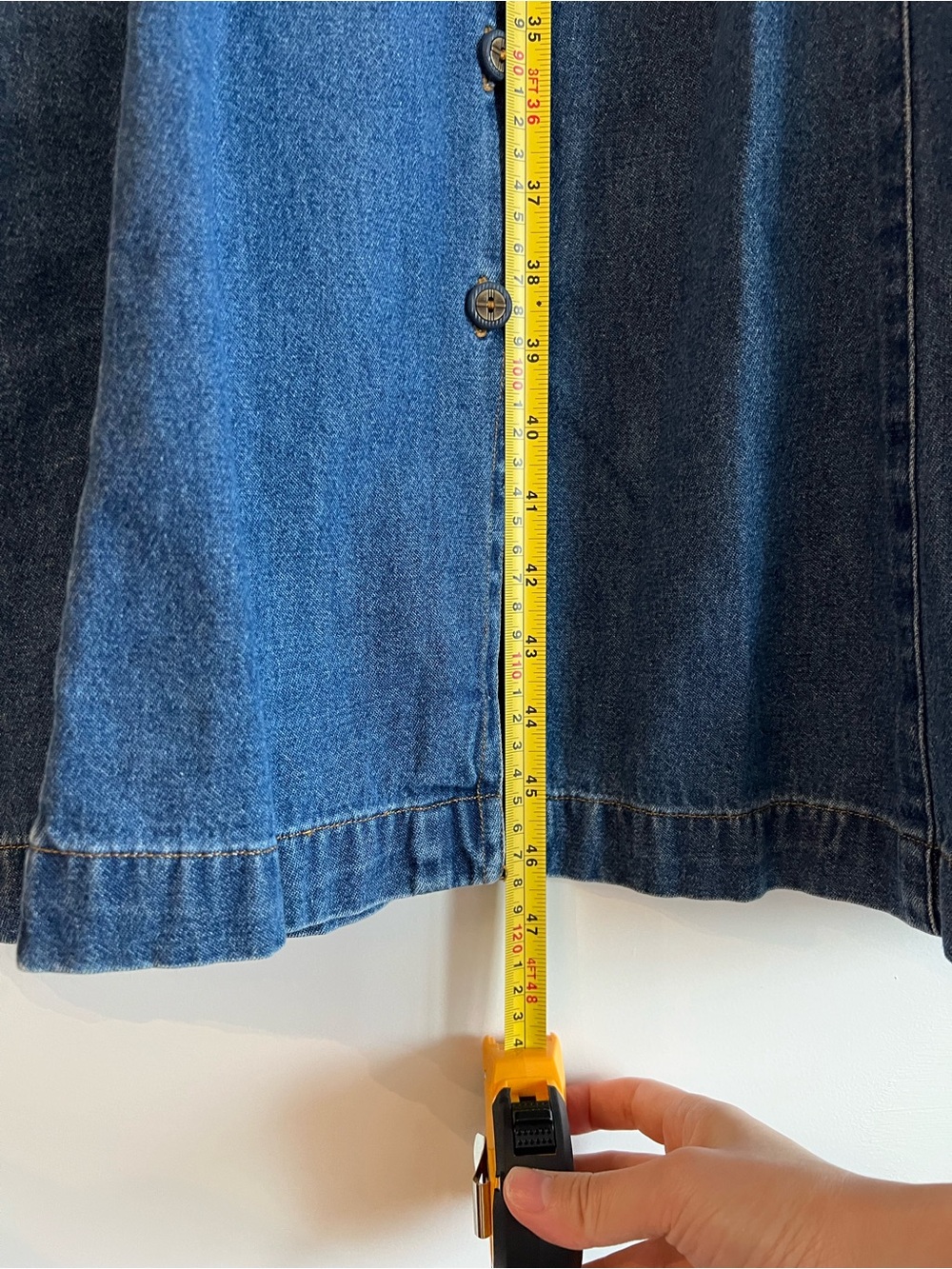 Maxi Denim Button-Front Shirt Dress - Blue Erika & Co Vintage - Picture 12 of 14